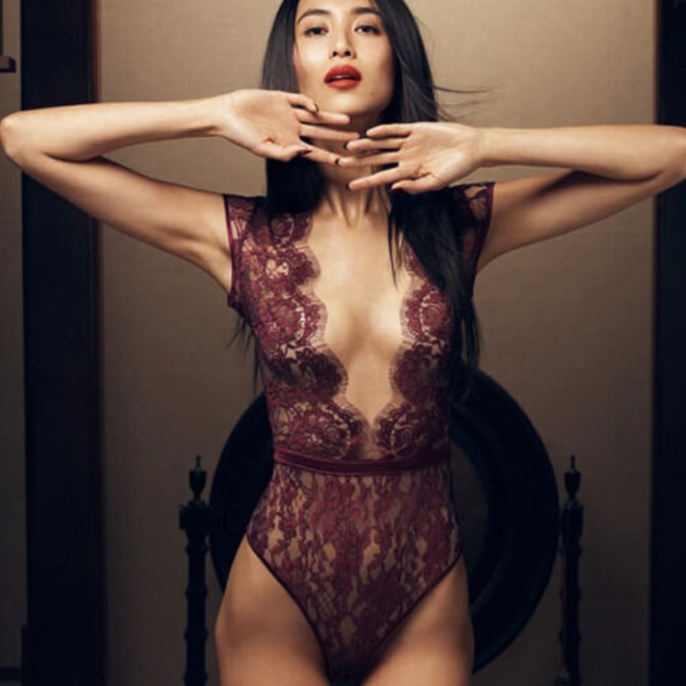 Coco de Mur Burgundy Lace Bodysuit